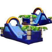 inflatable jumping slide palm tree jungle